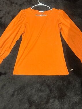 Classic Long Sleeve Women's Top in Bright Orange